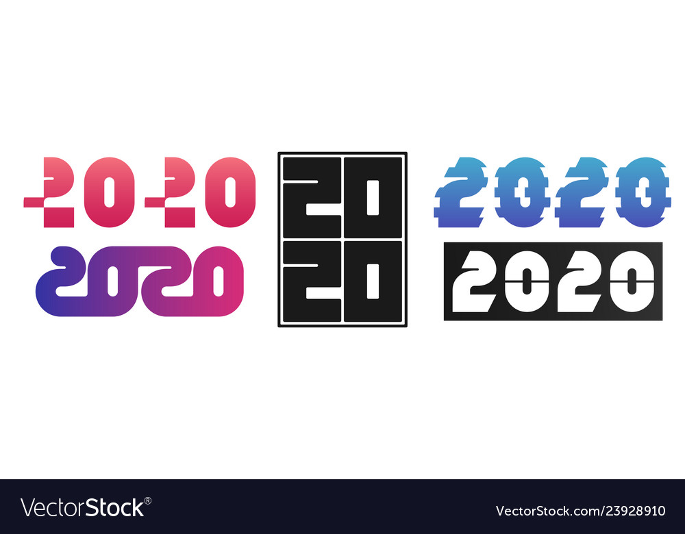 Set of 2020 text design happy new year collection Vector Image