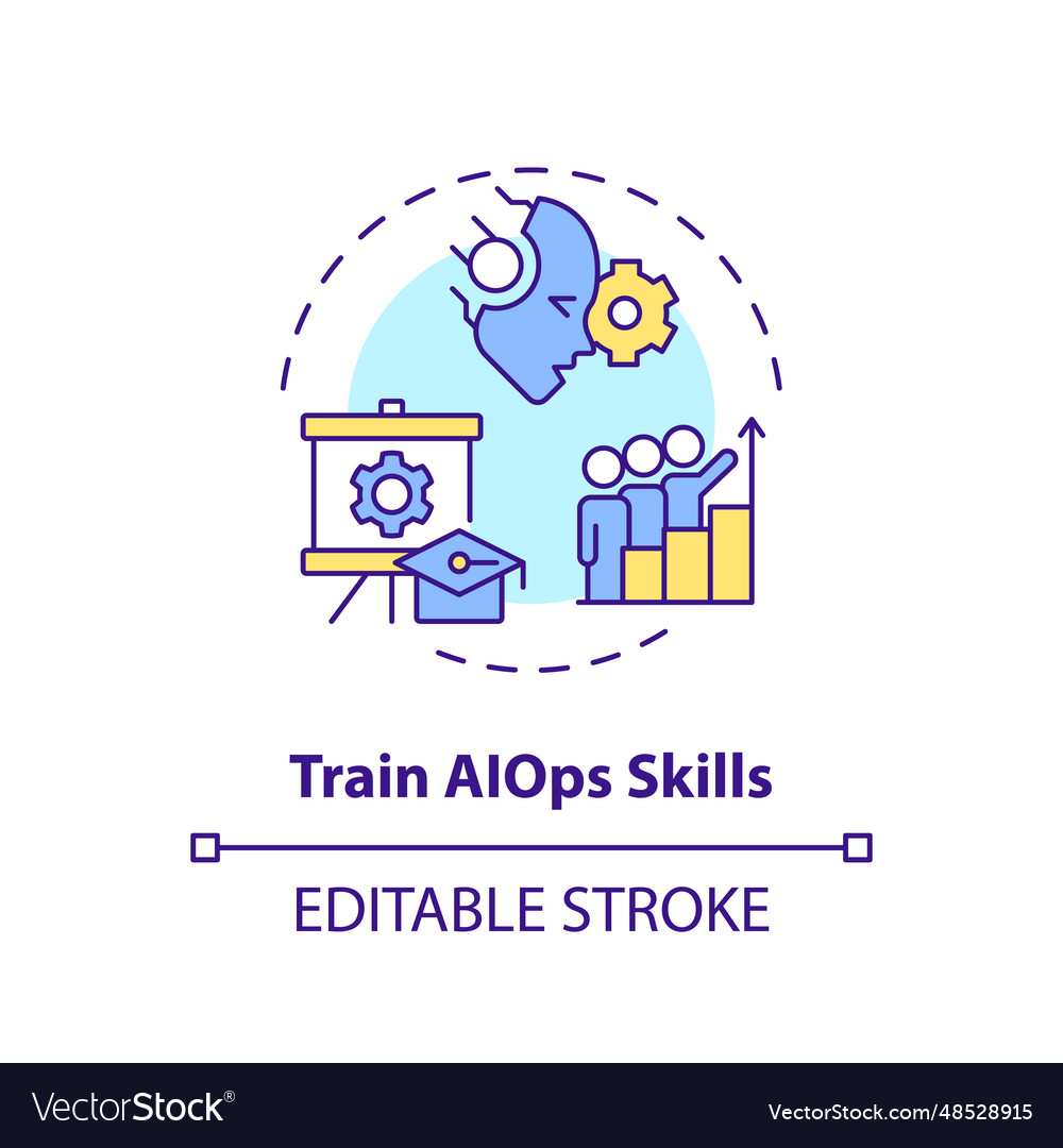 2d thin linear colorful train ai ops skills icon