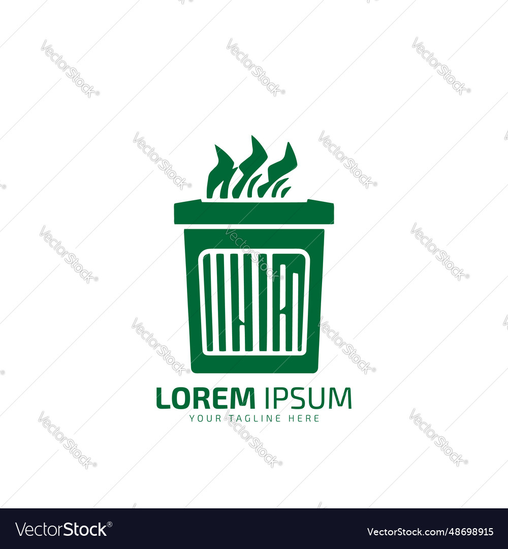 A logo of dustbin silhouette icon design template vector image A logo of dustbin silhouette icon design template