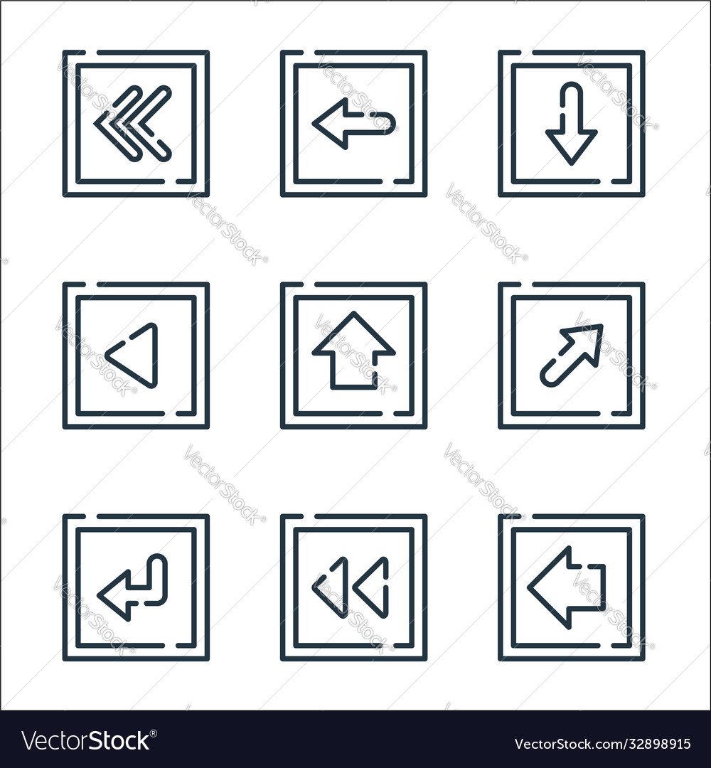 Arrow line icons linear set quality