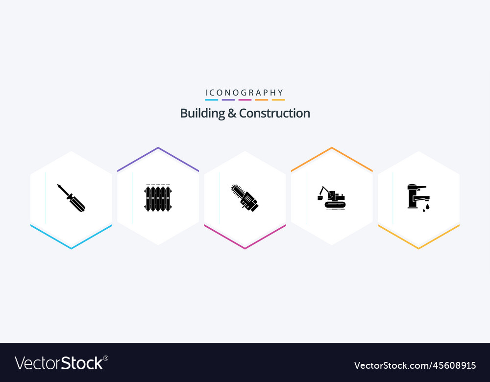 Building and construction 25 glyph icon pack