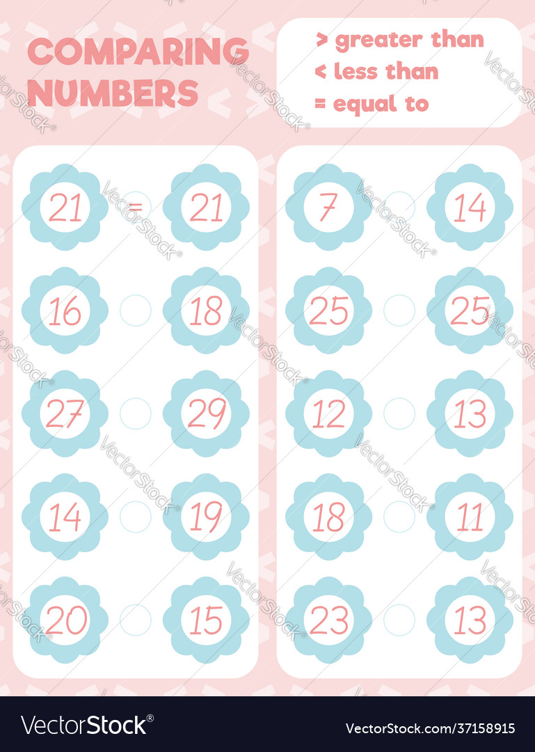 Comparing numbers worksheet practice print sheet