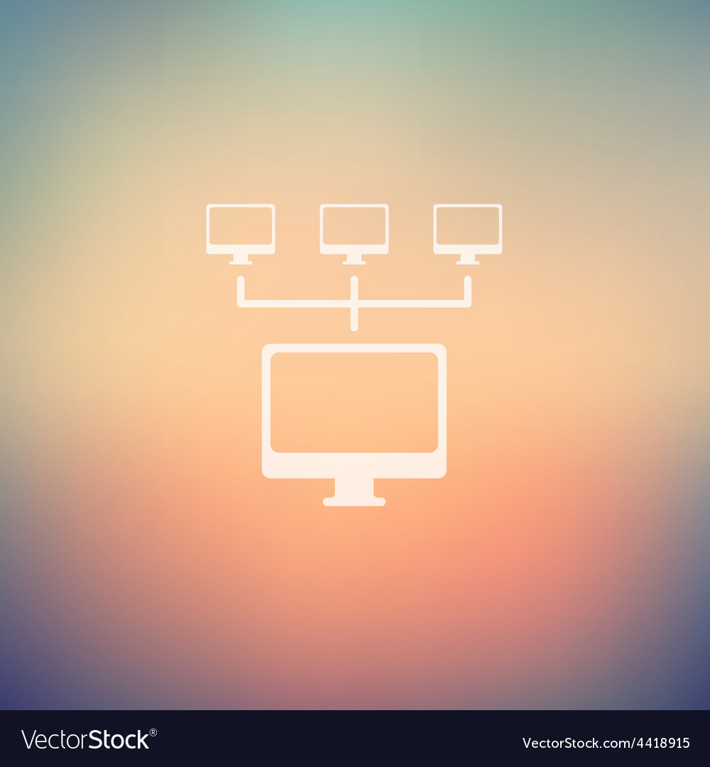 Computer with three cameras in flat style icon