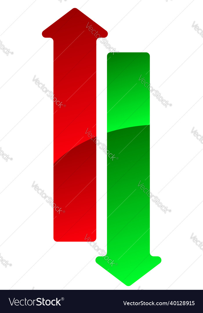 Green and red up down arrow pointing vector image Green and red up down arrow pointing
