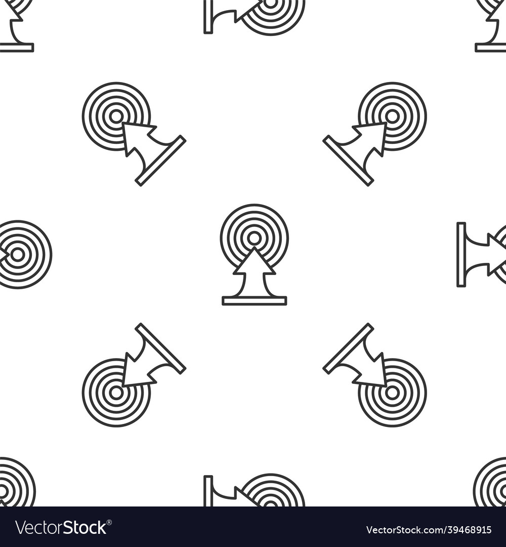 Grey line target with arrow icon isolated seamless vector image Grey line target with arrow icon isolated seamless