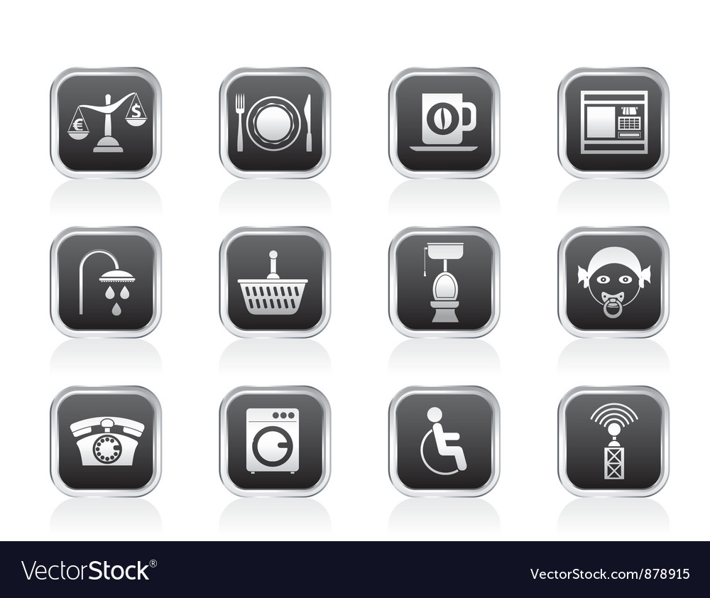 Hotel and motel services icons Royalty Free Vector Image