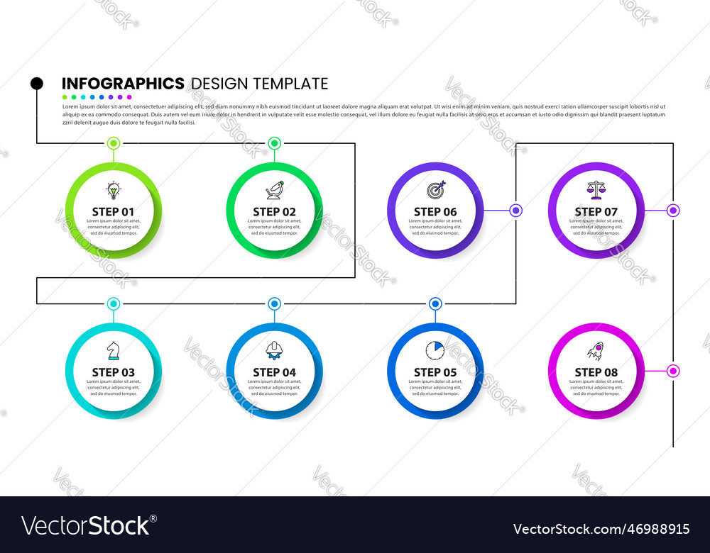 Infographic Template Timeline With 8 Steps And Vector Image Infographic Template Timeline With 8 Steps And Vector Image
