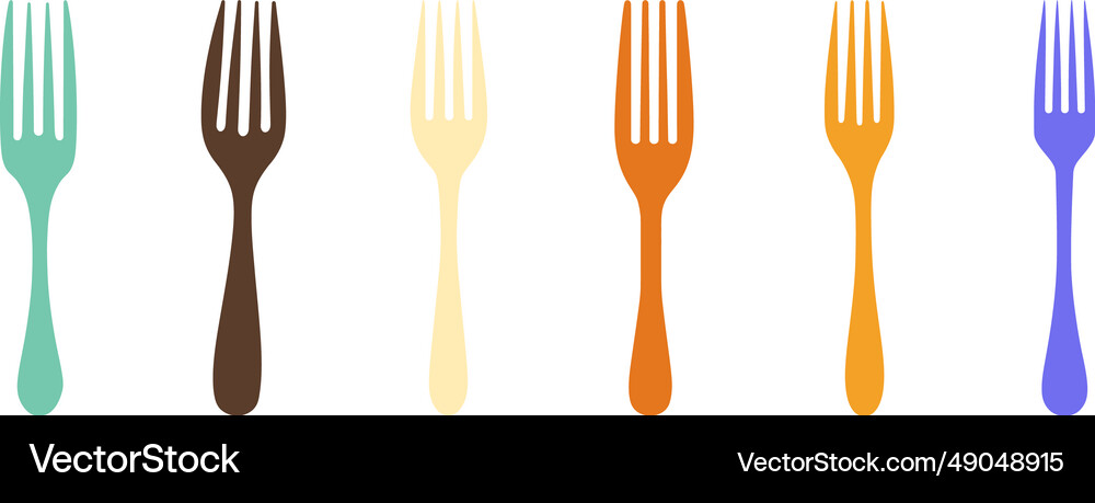 Kitchen essentials fork icons for culinary Vector Image