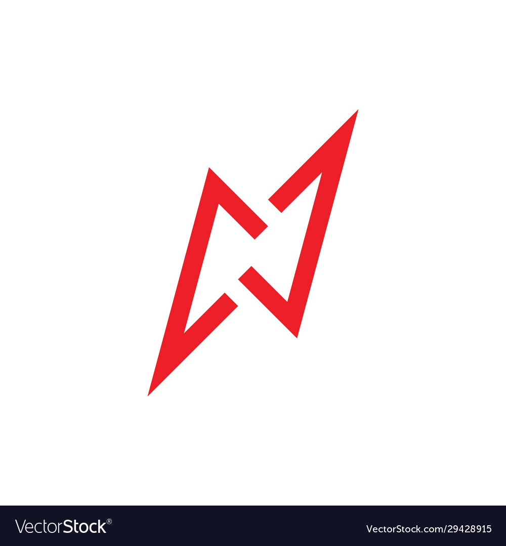 Letter n thunder shape geometric line logo