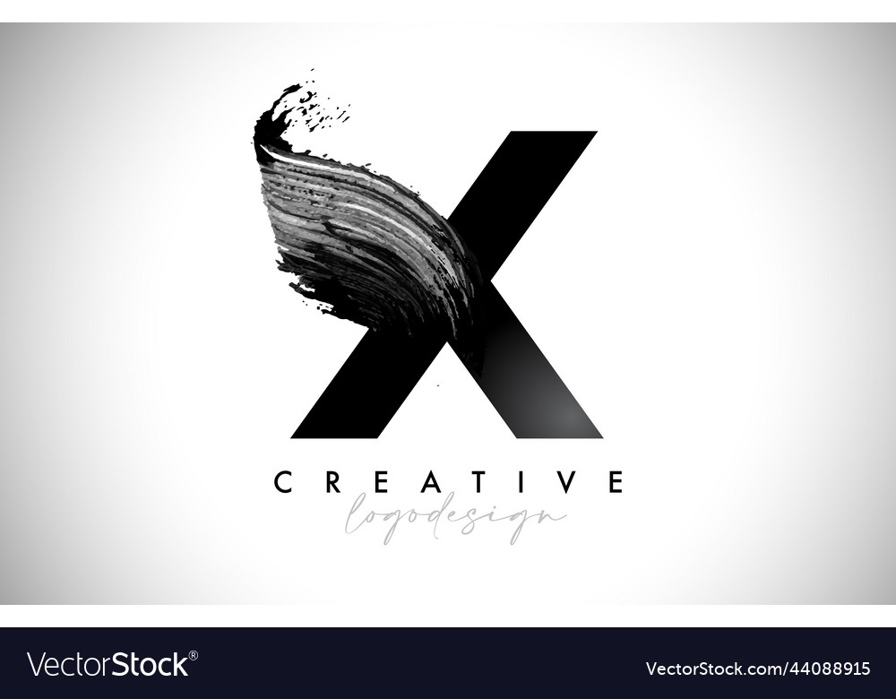 Letter x logo brush stroke with artistic