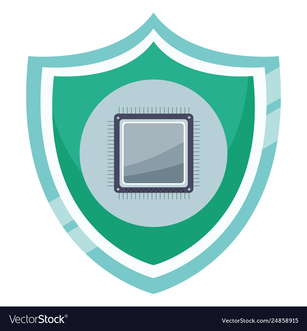 Microprocessor on shield vector image Microprocessor on shield