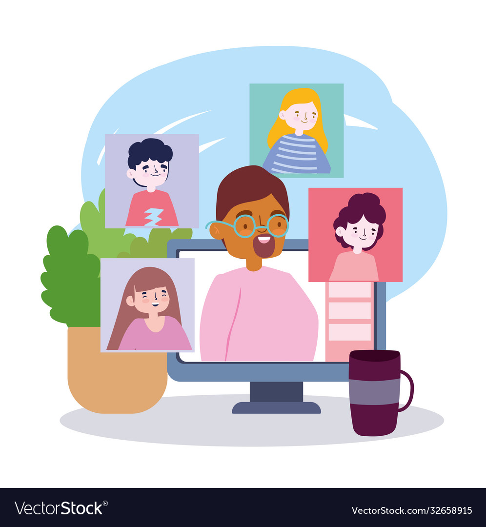 Online speaking concept chatting with friends Vector Image