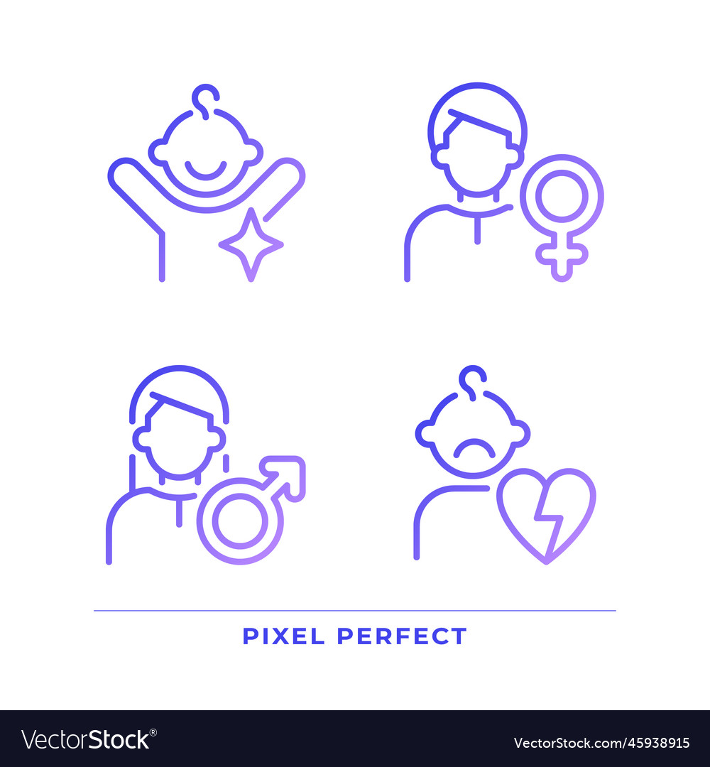 People pixel perfect gradient linear icons set