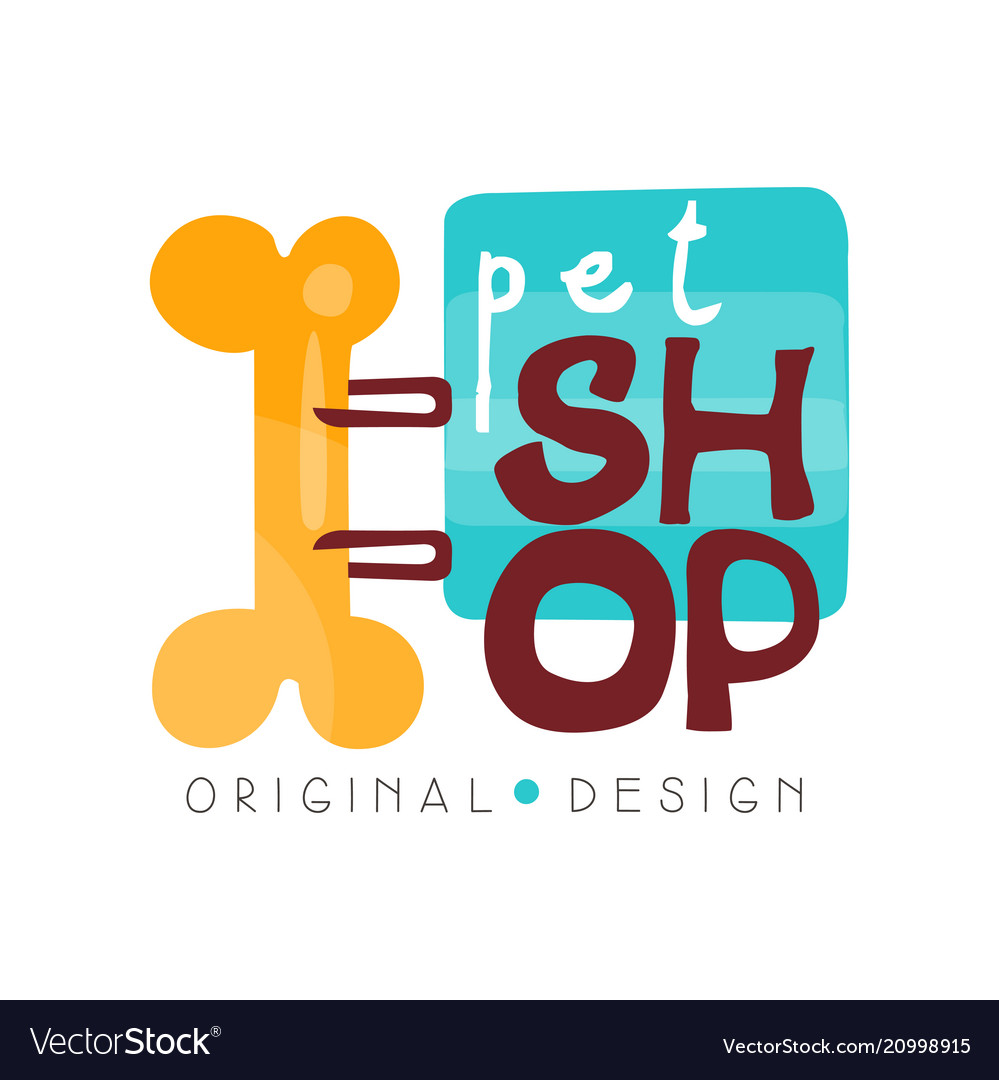 Pet shop logo design template pets care and goods Vector Image