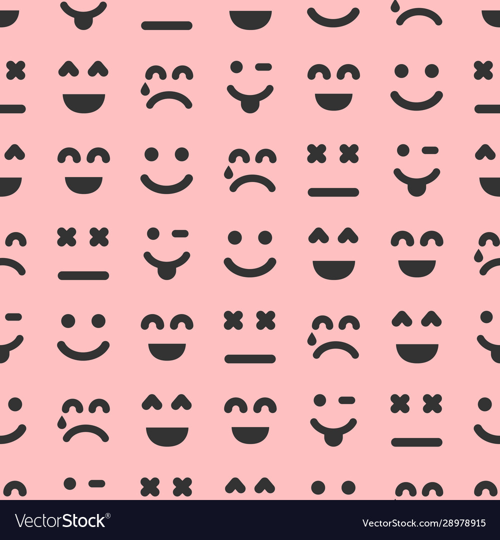 Seamless pattern with cartoon faces emotions