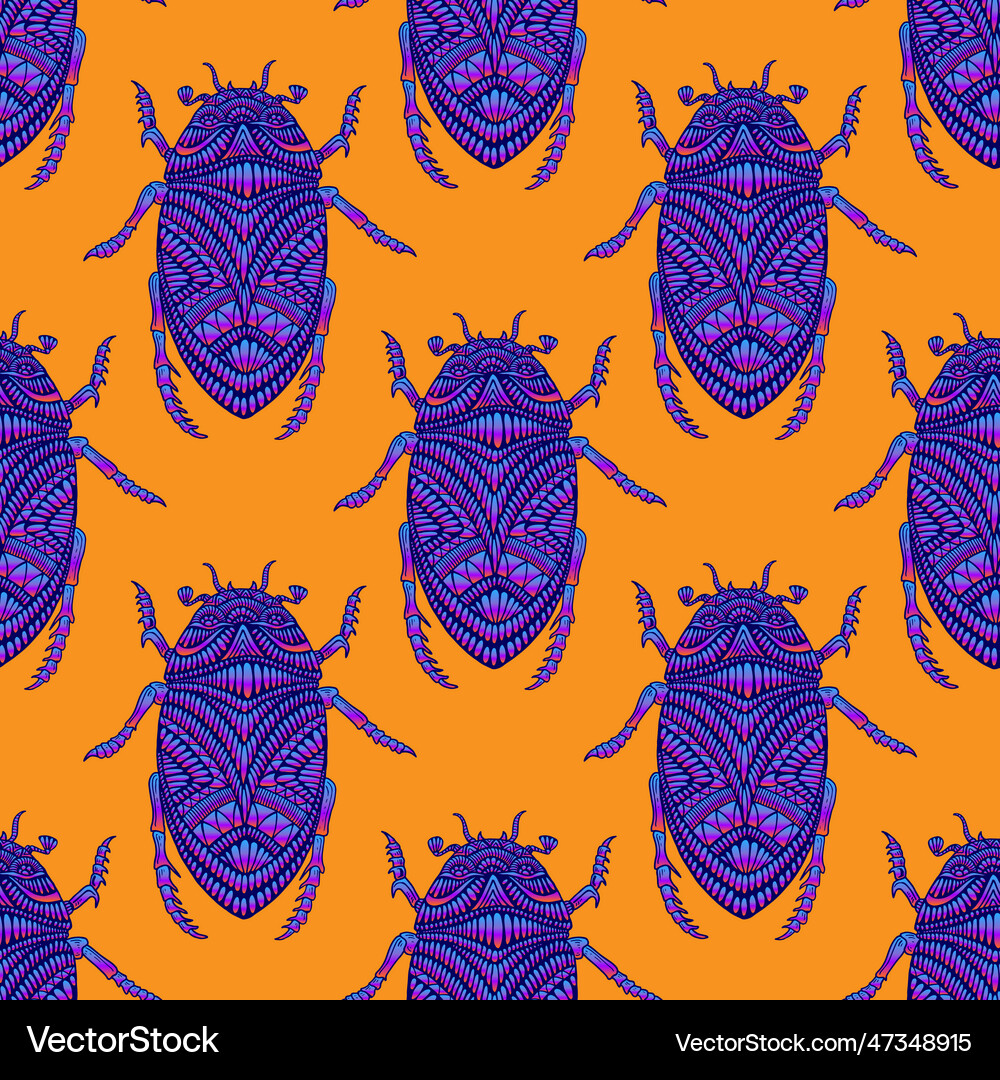 Seamless pattern with psychedelic cartoon bizarre Vector Image