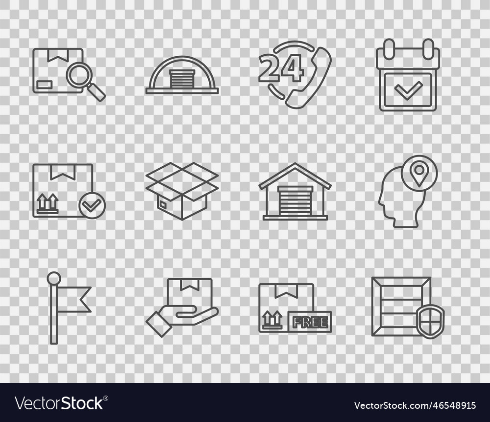 Set line location marker delivery pack security vector image Set line location marker delivery pack security