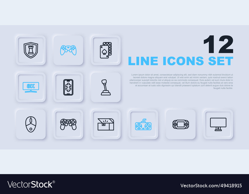 Set line portable video game console computer vector image Set line portable video game console computer