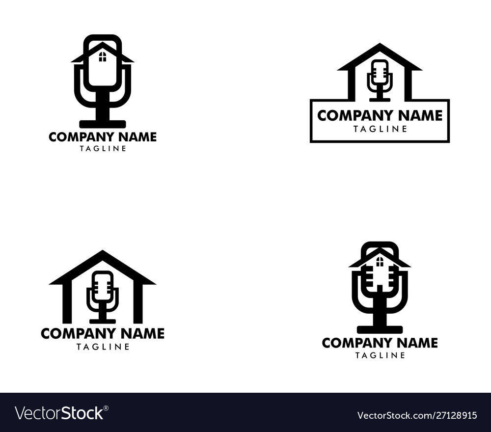 Set podcast home icon logo design element