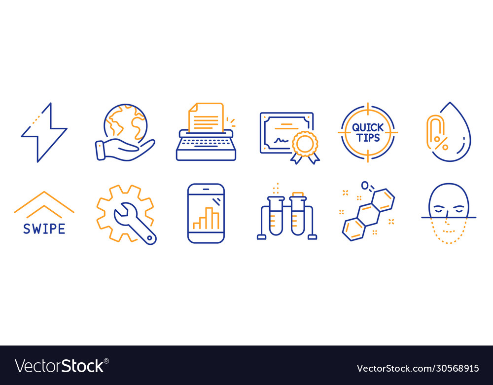 Set science icons such as graph phone vector image Set science icons such as graph phone
