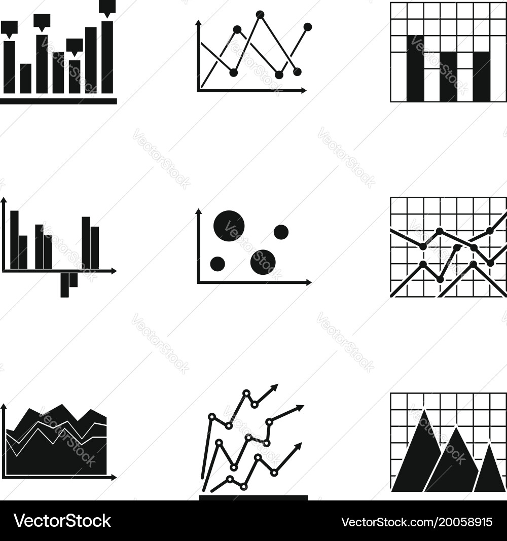 Spreadsheet icons set simple style Royalty Free Vector Image