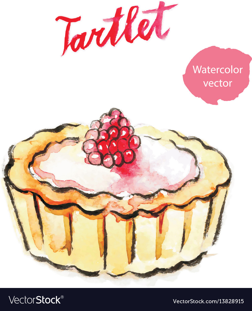 Watercolor hand tartlet with raspberry Royalty Free Vector