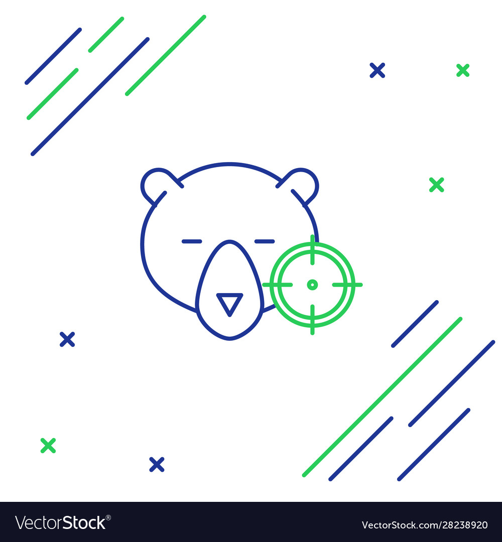 Blue and green line hunt on bear with crosshairs Vector Image