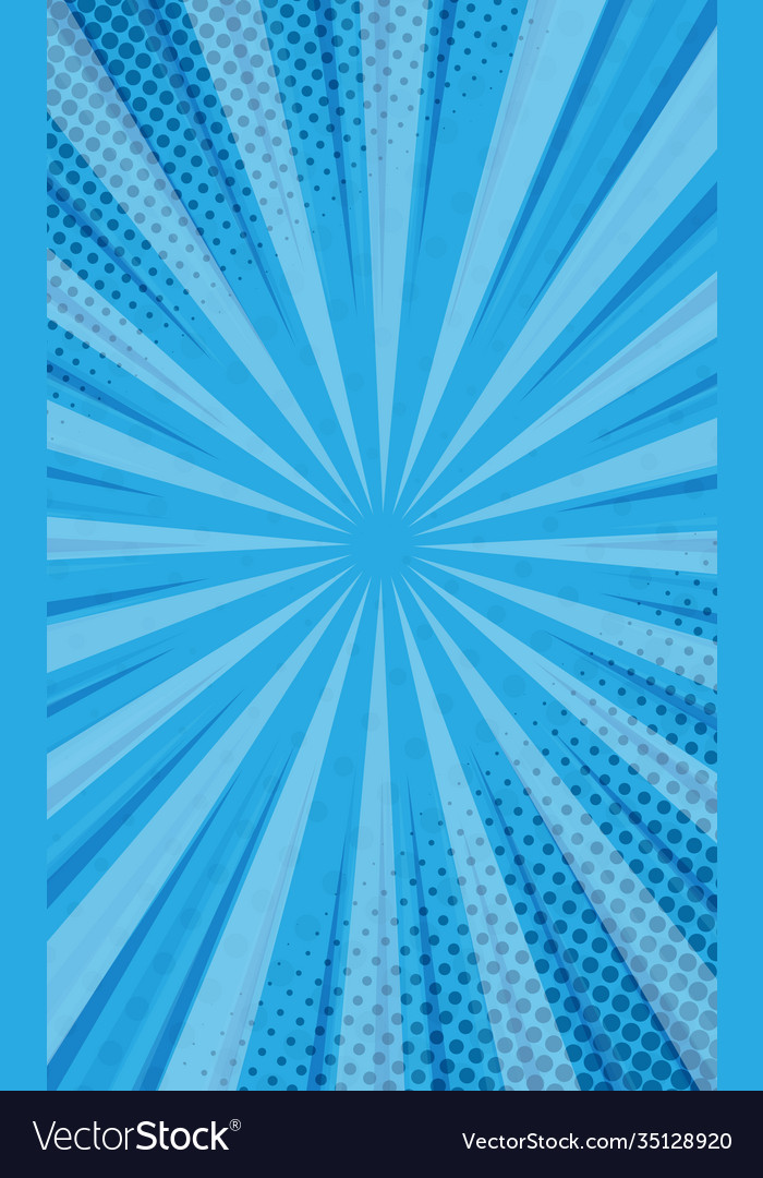 Blue comic zoom with lines and dots Royalty Free Vector