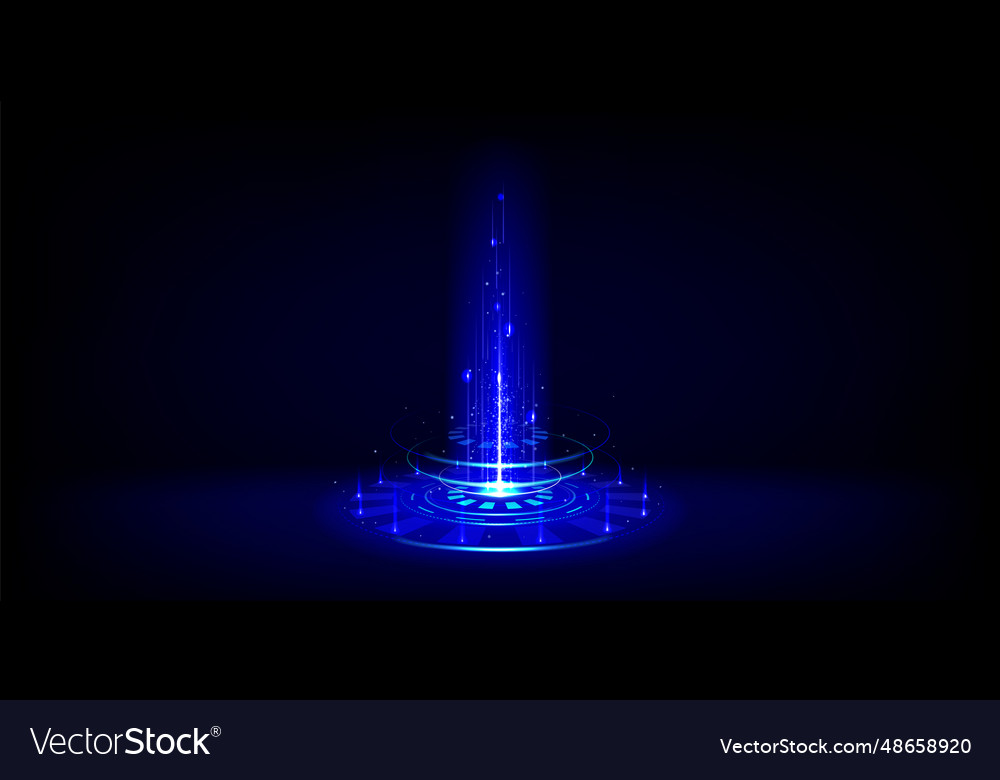 Blue glowing neon game portal - realistic Vector Image