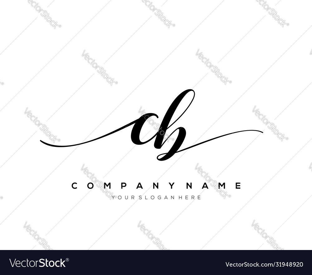 Cb initial letter handwriting logo hand drawn