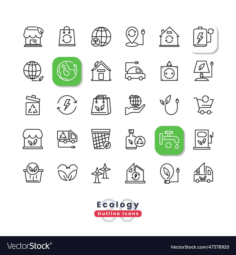 Ecology outline icons Royalty Free Vector Image