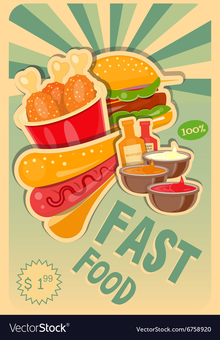 Fast food poster Royalty Free Vector Image - VectorStock