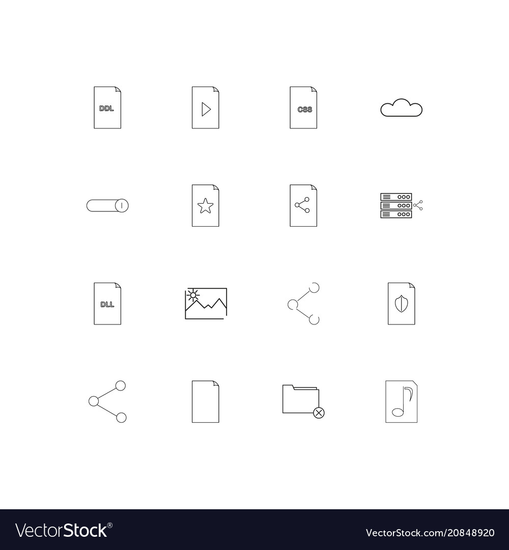 Files and folders sign linear thin icons set