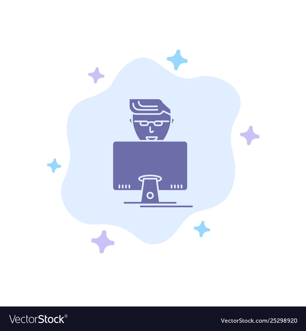 Hacker user gamer programmer blue icon vector image Hacker user gamer programmer blue icon