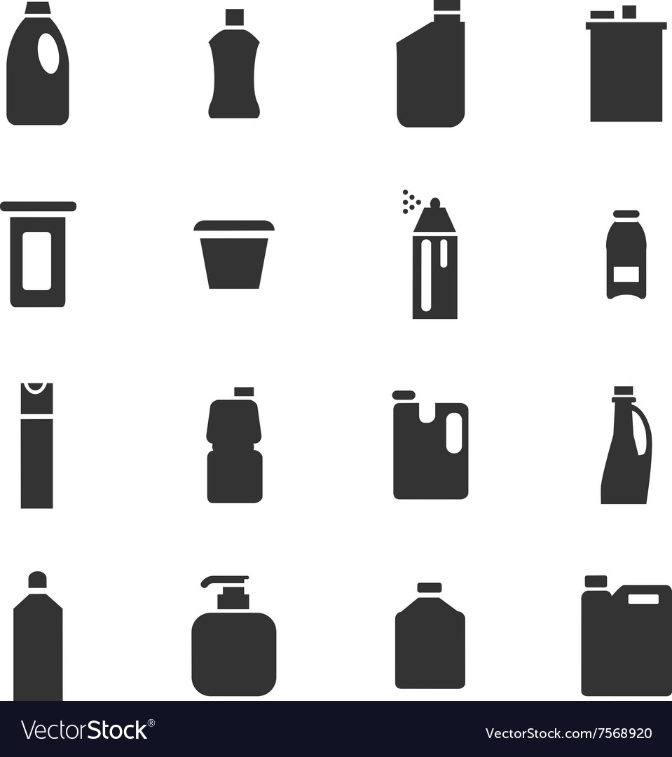 Household chemicals icons set