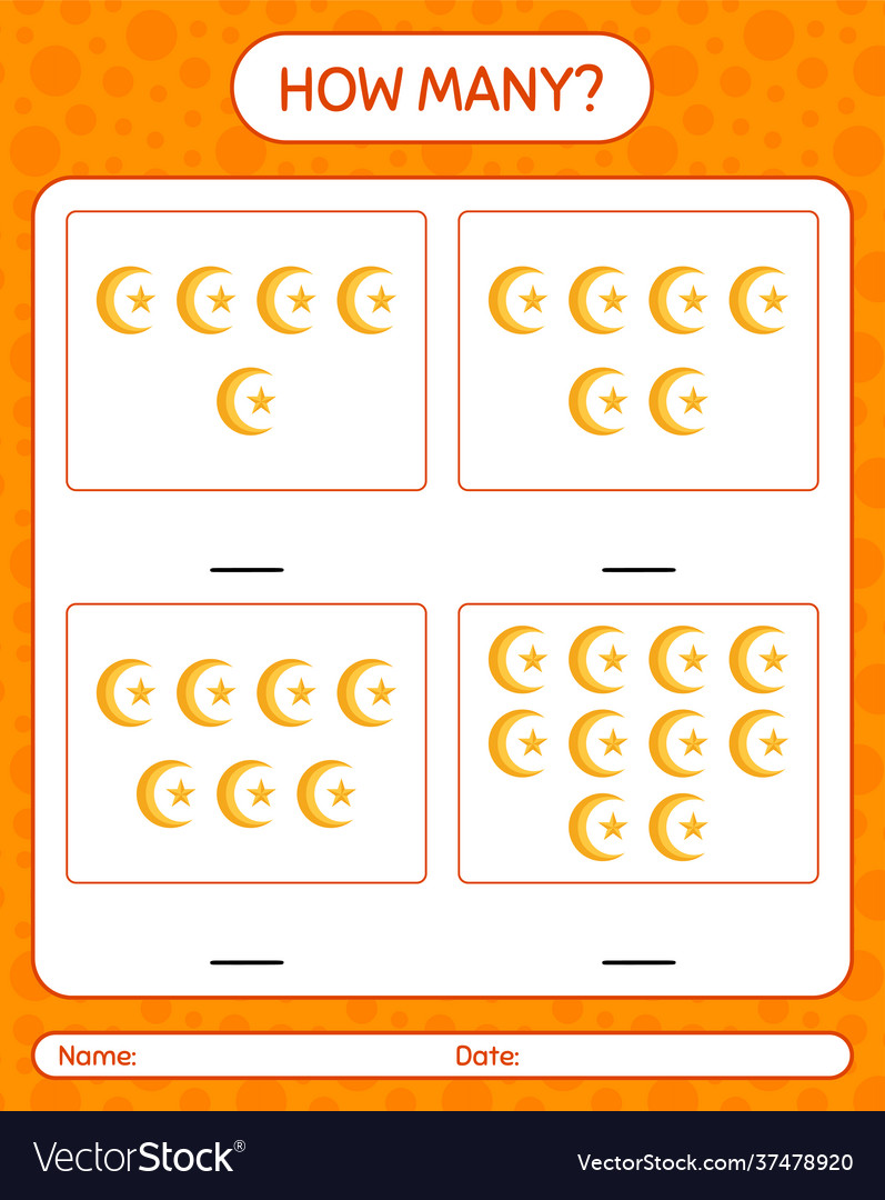 How many counting game with moon and star vector image How many counting game with moon and star
