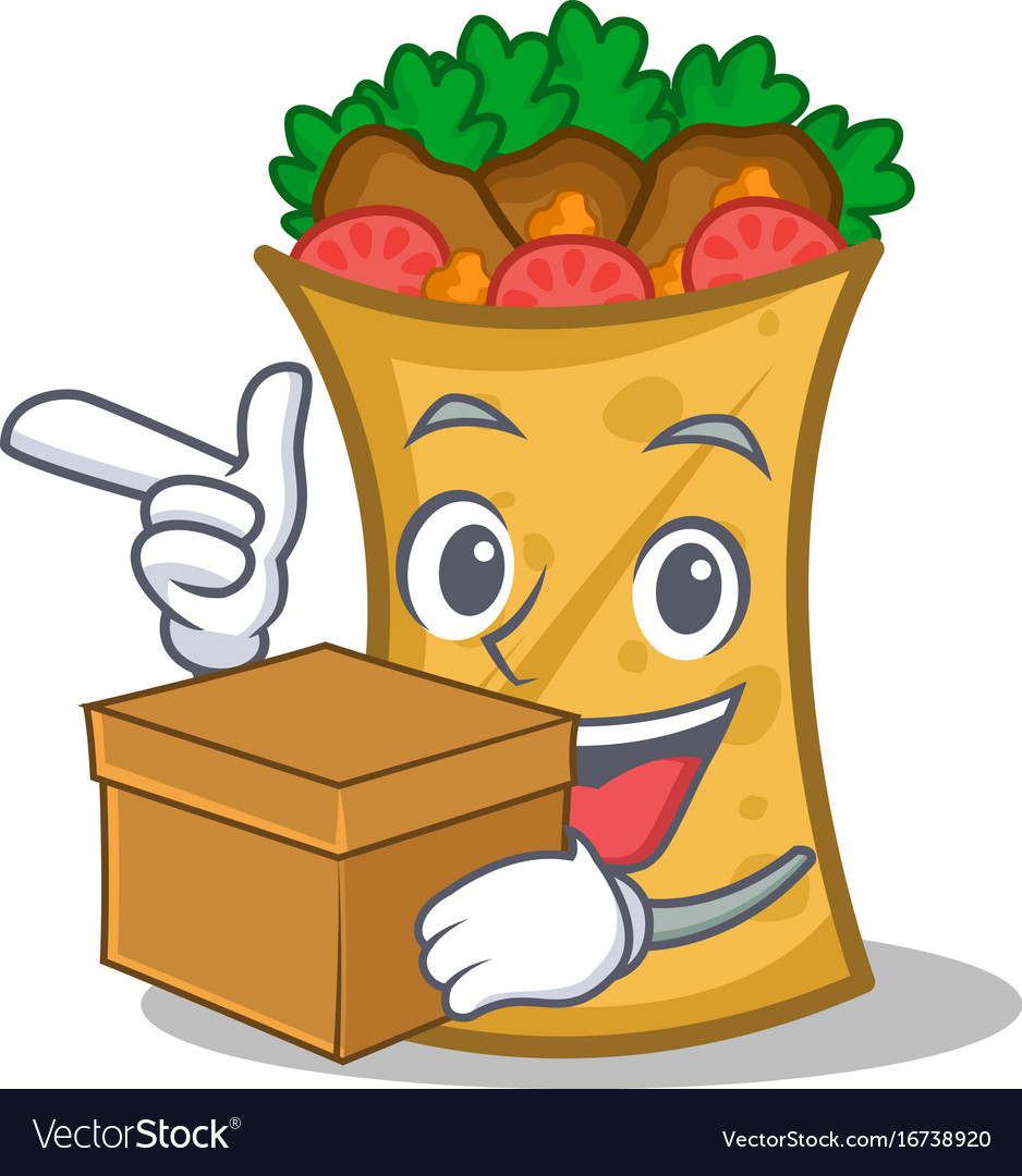 Kebab wrap character cartoon with box