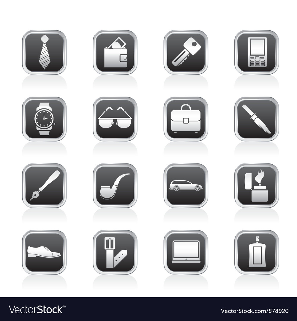 Man accessories icons and objects