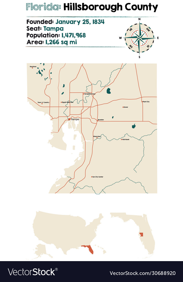 Hillsborough County, FL Wall Map Premium Style by MarketMAPS - MapSales