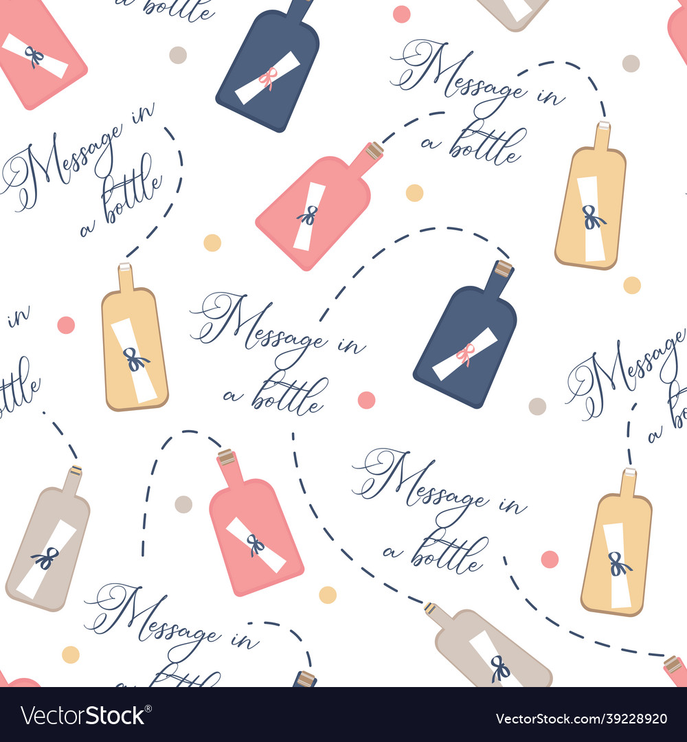 Message in a bottle seamless pattern design vector image Message in a bottle seamless pattern design