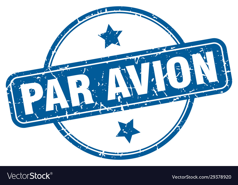 Par avion stamp round vintage grunge