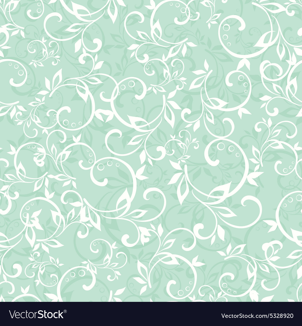 Sea green swirly braches seamless pattern