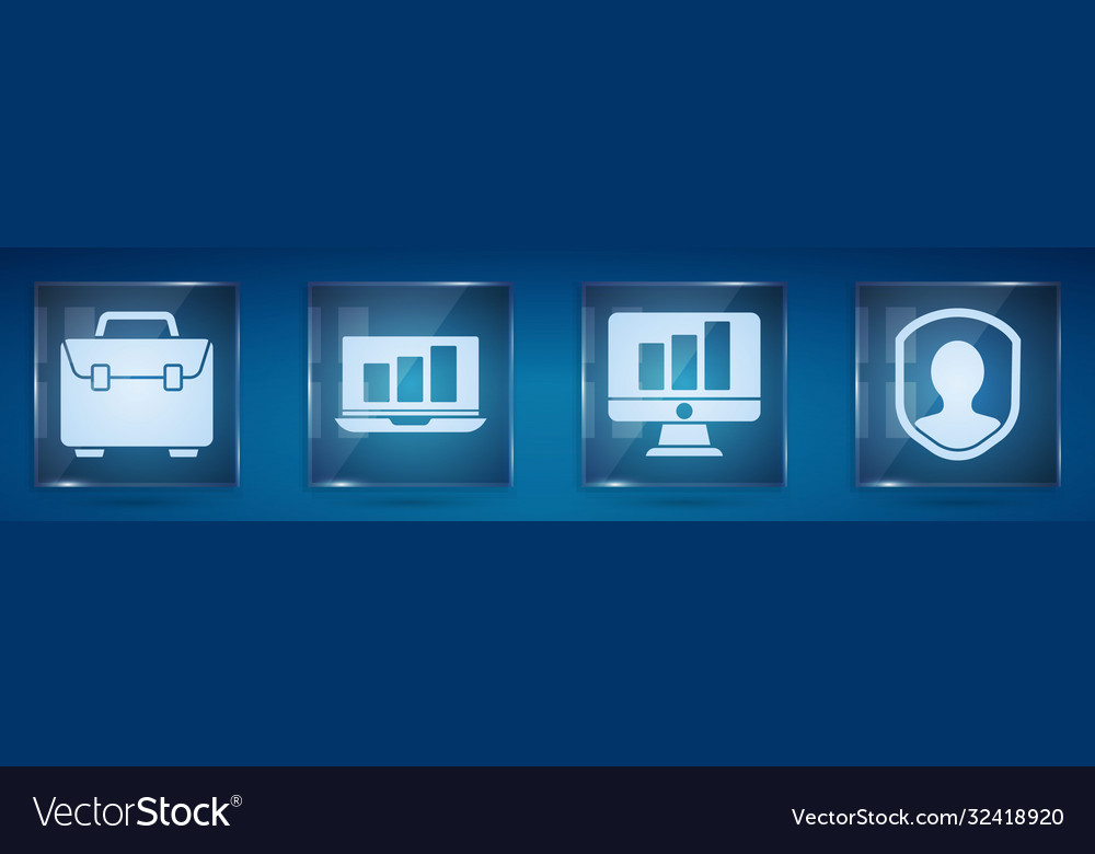 Set briefcase laptop with graph chart monitor vector image Set briefcase laptop with graph chart monitor