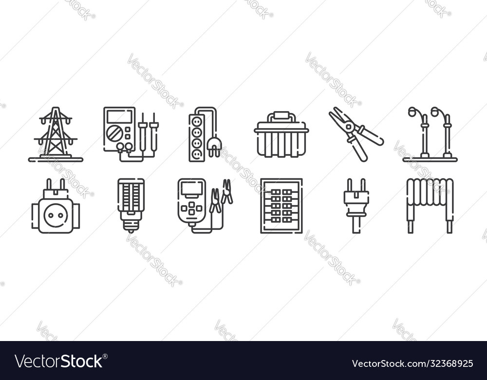 12 set linear electrician tools and elements