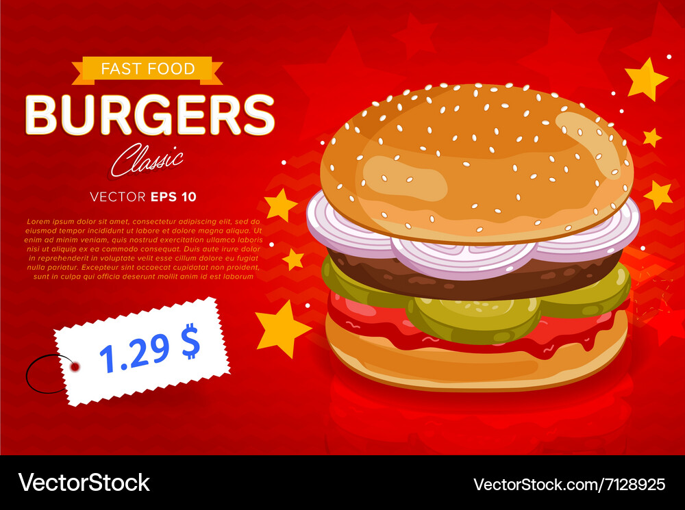 Burger Sale Banner Template Royalty Free Vector Image