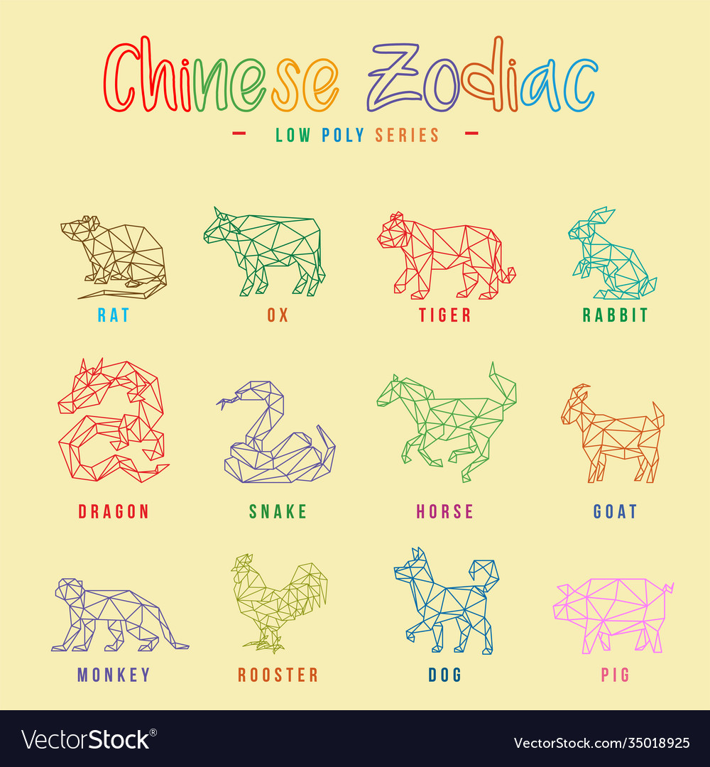 Chinese zodiac animals low poly Vector Image Chinese zodiac animals low poly