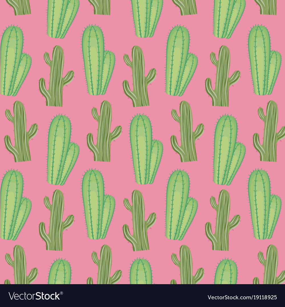 Colorful cactus seamless pattern