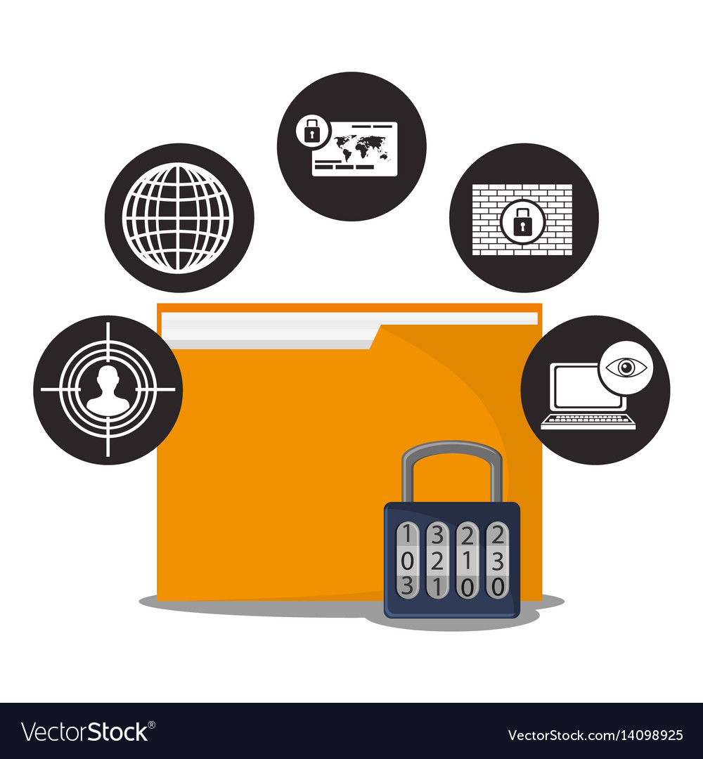 Cyber security folder file padlock data
