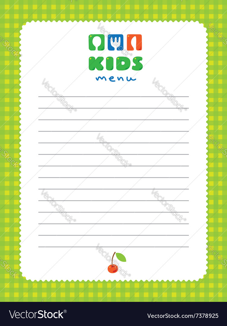 Design template background for kids menu