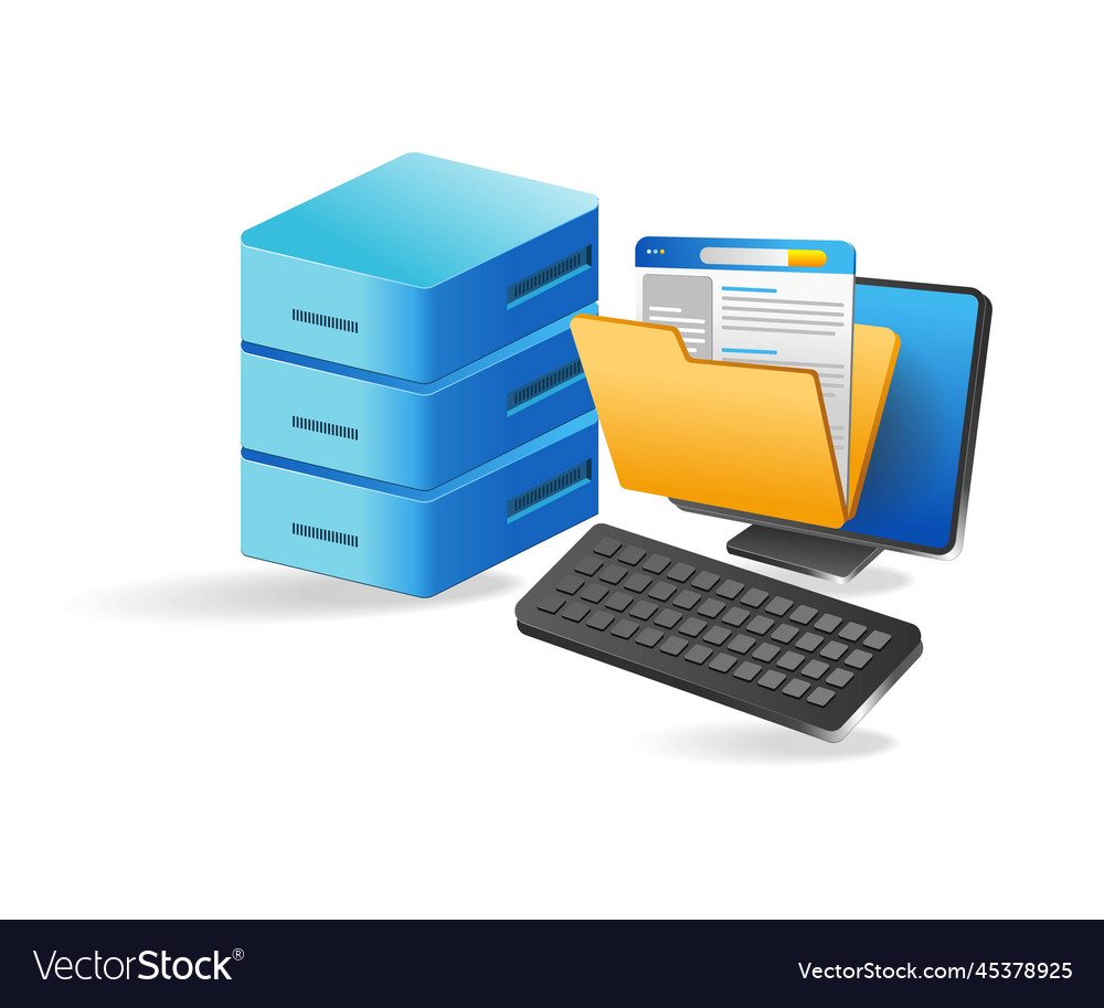 Flat 3d concept isometric computer data storage vector image Flat 3d concept isometric computer data storage